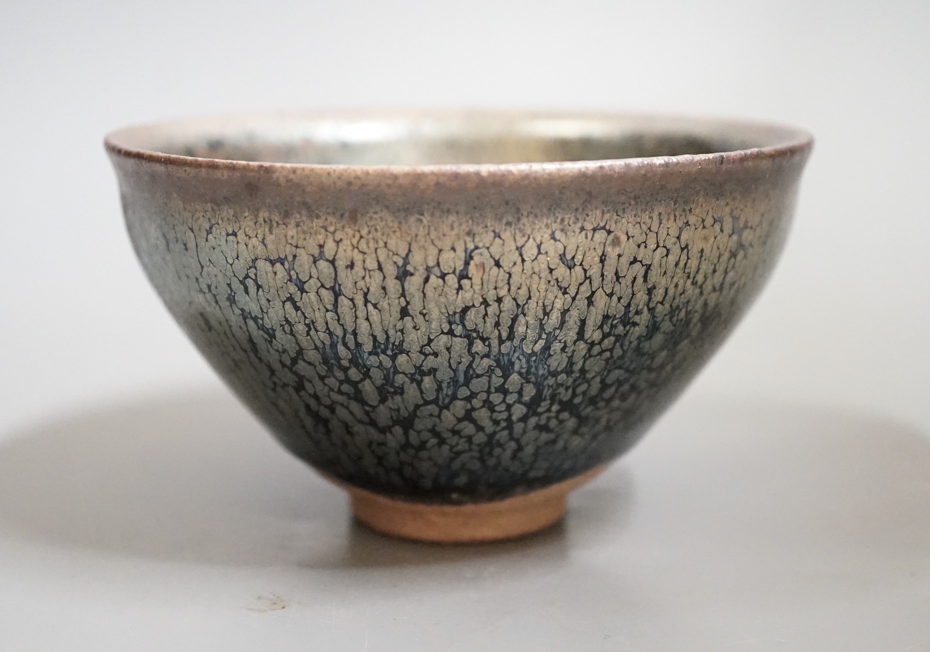 A Chinese Jian type silver hare's fur bowl, 7cms high